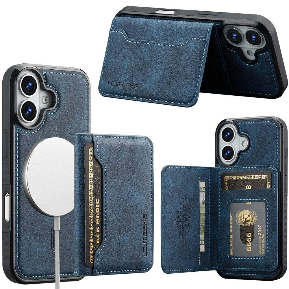 LC.IMEEKE L7-serien til iPhone 17 Magnetisk etui Læder + TPU telefoncover med aftagelig kortholder