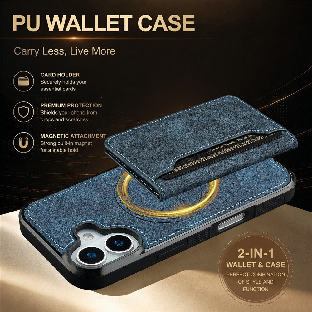 LC.IMEEKE L7-serien til iPhone 17 Magnetisk etui Læder + TPU telefoncover med aftagelig kortholder