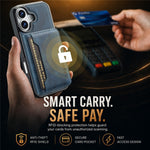 LC.IMEEKE L7-serien til iPhone 17 Magnetisk etui Læder + TPU telefoncover med aftagelig kortholder