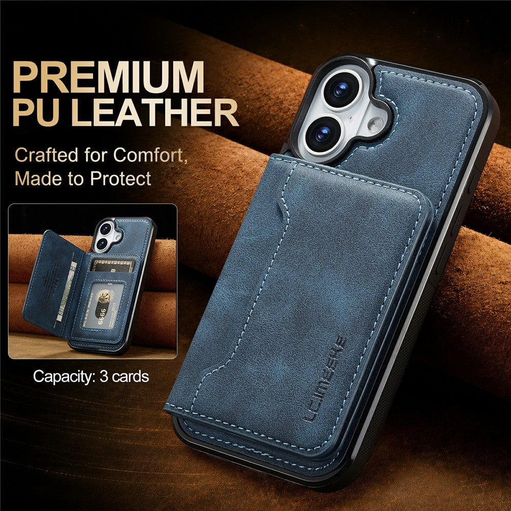 LC.IMEEKE L7-serien til iPhone 17 Magnetisk etui Læder + TPU telefoncover med aftagelig kortholder