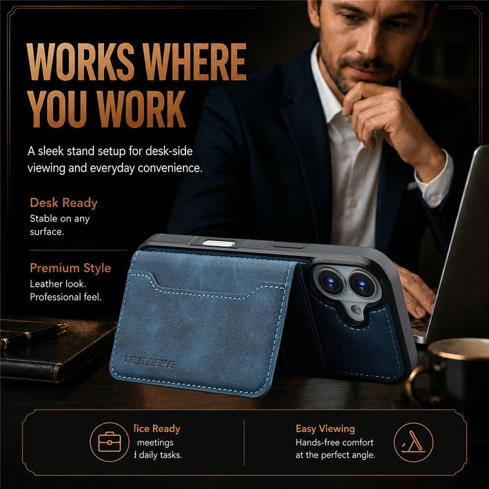 LC.IMEEKE L7-serien til iPhone 17 Magnetisk etui Læder + TPU telefoncover med aftagelig kortholder