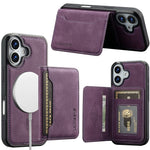 LC.IMEEKE L7-serien til iPhone 17 Magnetisk etui Læder + TPU telefoncover med aftagelig kortholder