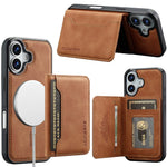 LC.IMEEKE L7-serien til iPhone 17 Magnetisk etui Læder + TPU telefoncover med aftagelig kortholder