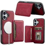 LC.IMEEKE L7-serien til iPhone 17 Magnetisk etui Læder + TPU telefoncover med aftagelig kortholder