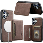 LC.IMEEKE L7-serien til iPhone 17 Magnetisk etui Læder + TPU telefoncover med aftagelig kortholder