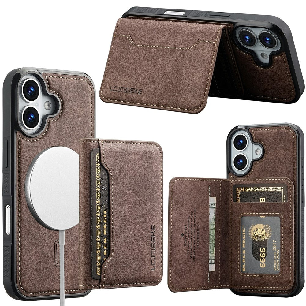LC.IMEEKE L7-serien til iPhone 17 Magnetisk etui Læder + TPU telefoncover med aftagelig kortholder