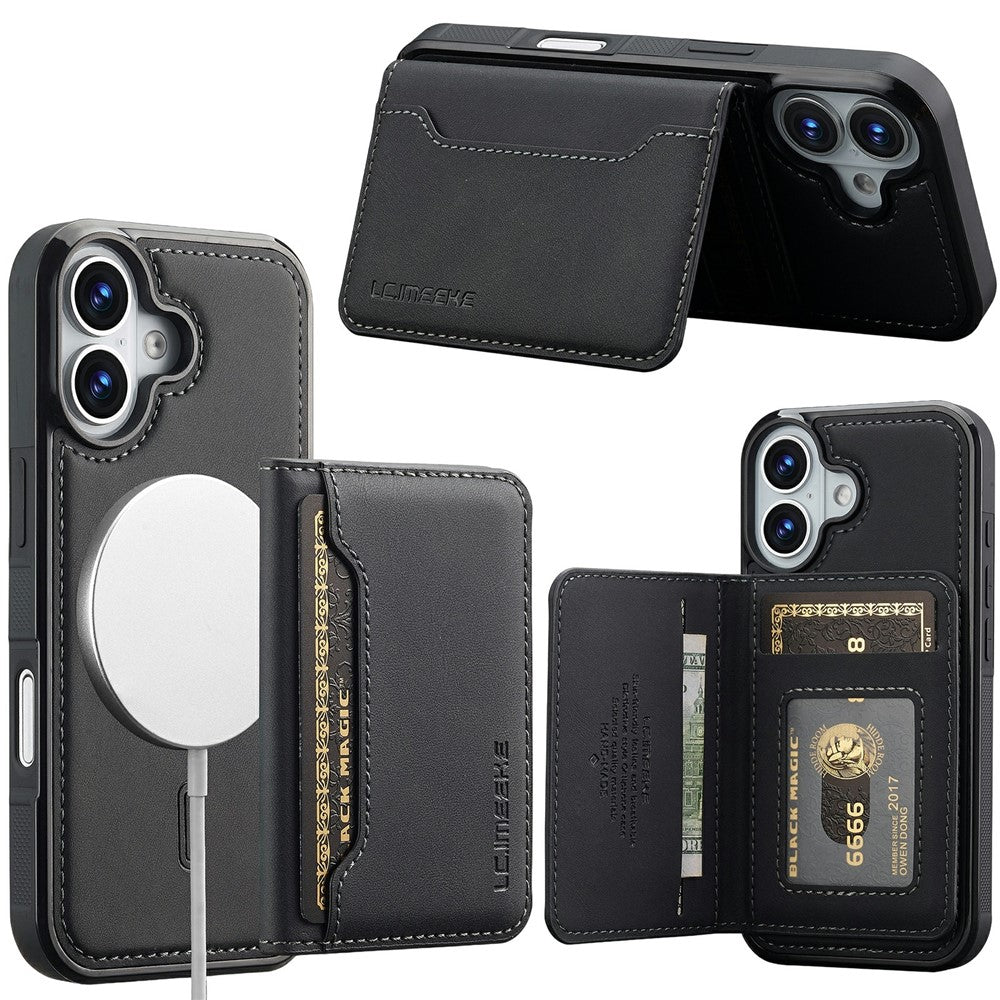 LC.IMEEKE L7-serien til iPhone 17 Magnetisk etui Læder + TPU telefoncover med aftagelig kortholder