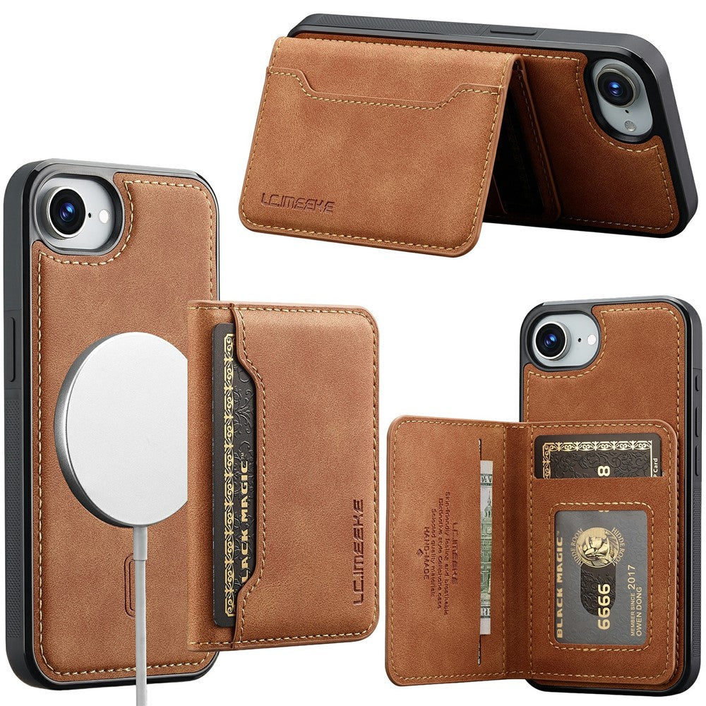 LC.IMEEKE L7 Series til iPhone 17e / 16e Magnetisk cover Læder + TPU Telefoncover med aftagelig kortholder
