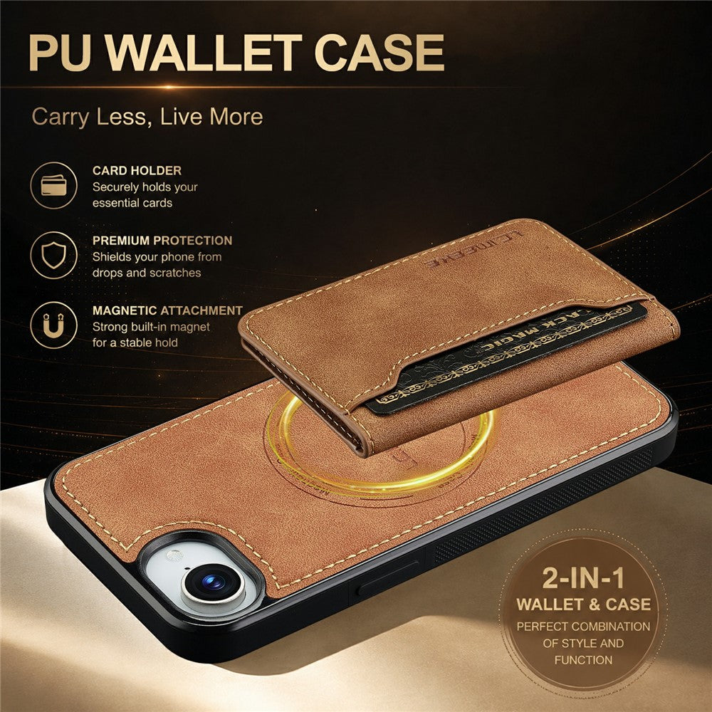 LC.IMEEKE L7 Series til iPhone 17e / 16e Magnetisk cover Læder + TPU Telefoncover med aftagelig kortholder
