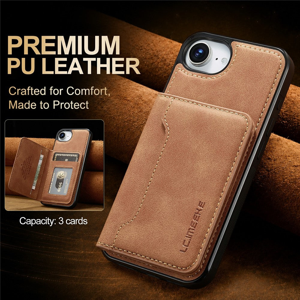 LC.IMEEKE L7 Series til iPhone 17e / 16e Magnetisk cover Læder + TPU Telefoncover med aftagelig kortholder