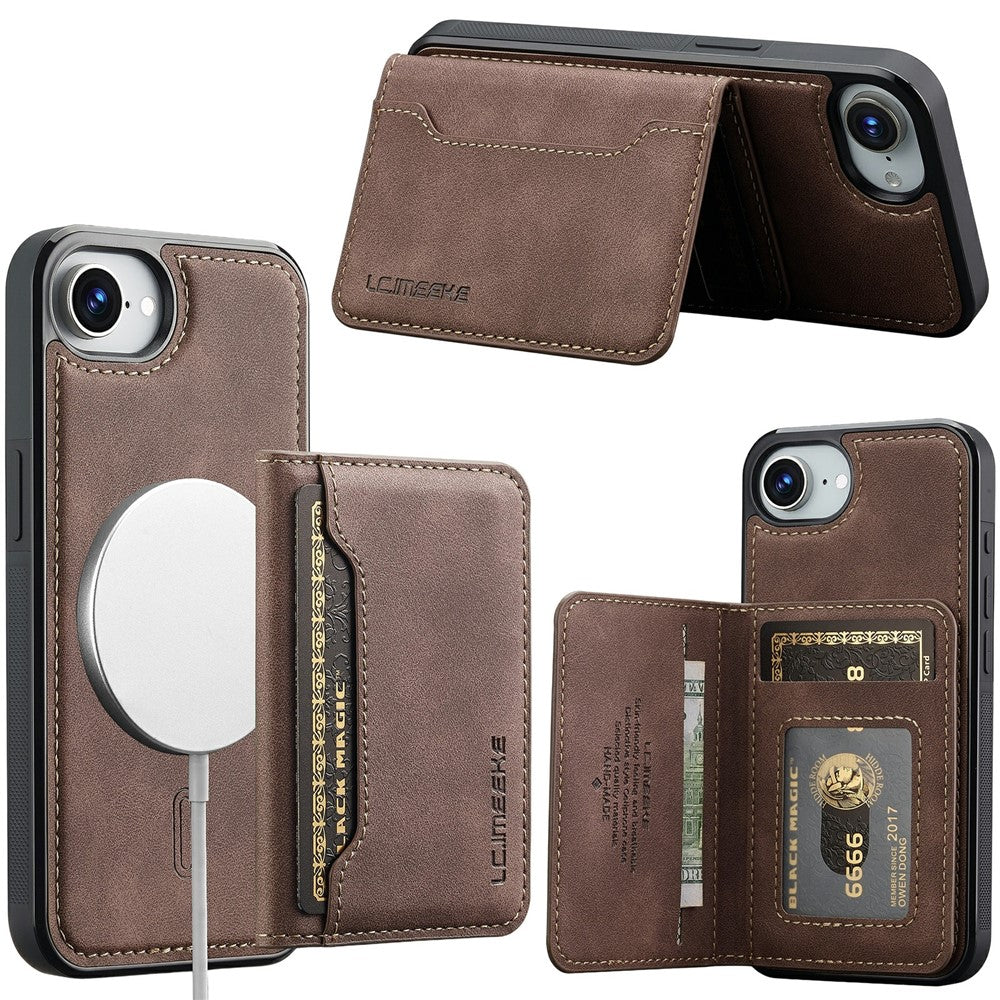 LC.IMEEKE L7 Series til iPhone 17e / 16e Magnetisk cover Læder + TPU Telefoncover med aftagelig kortholder