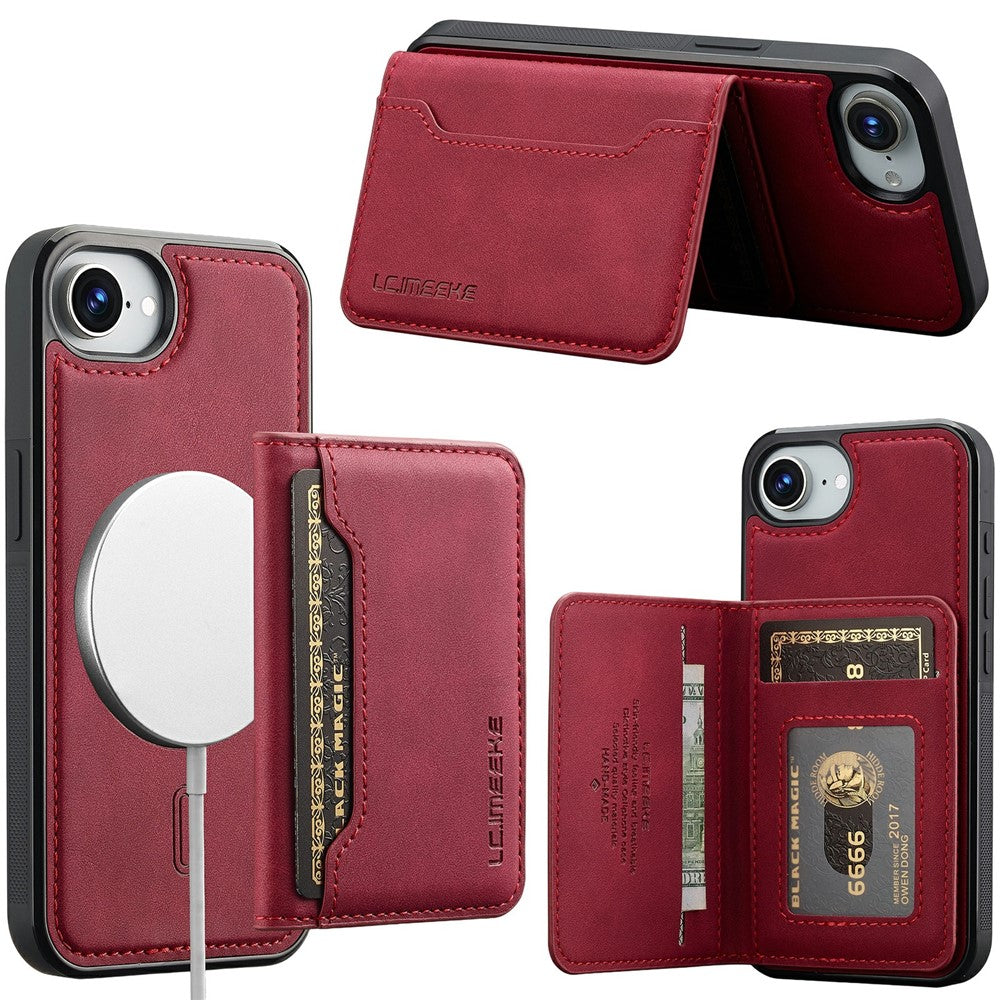LC.IMEEKE L7 Series til iPhone 17e / 16e Magnetisk cover Læder + TPU Telefoncover med aftagelig kortholder