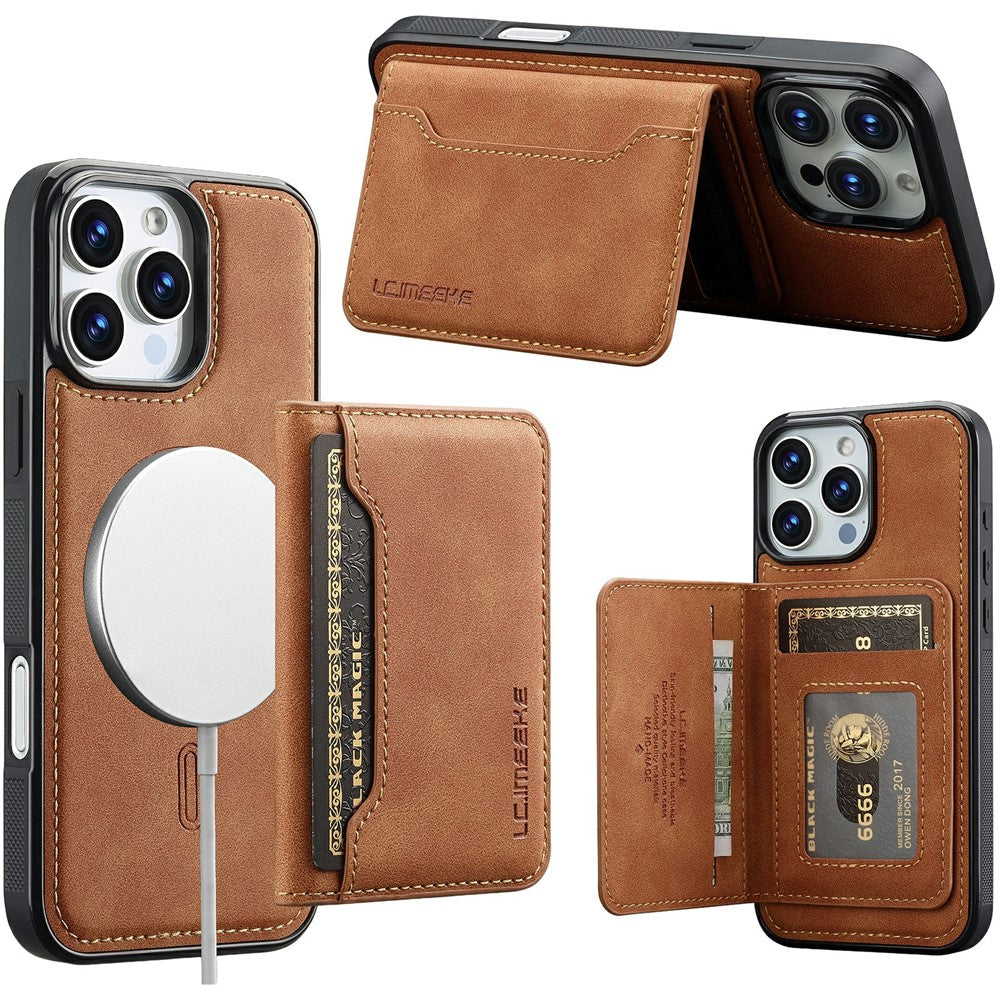 LC.IMEEKE L7 Series til iPhone 16 Pro Magnetisk cover i læder + TPU med aftagelig kortholder