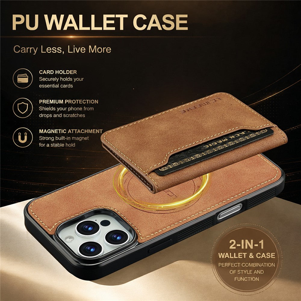 LC.IMEEKE L7 Series til iPhone 16 Pro Magnetisk cover i læder + TPU med aftagelig kortholder