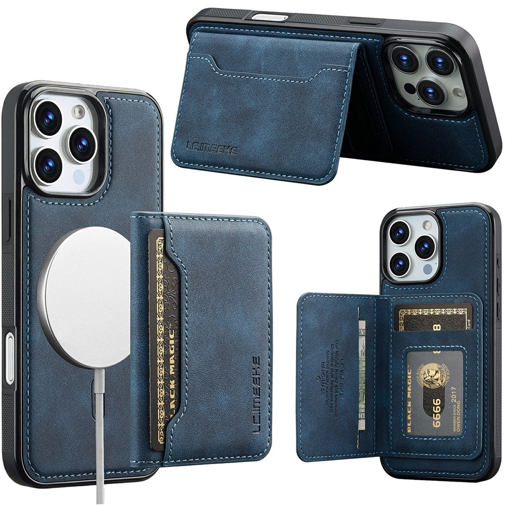 LC.IMEEKE L7 Series til iPhone 16 Pro Magnetisk cover i læder + TPU med aftagelig kortholder
