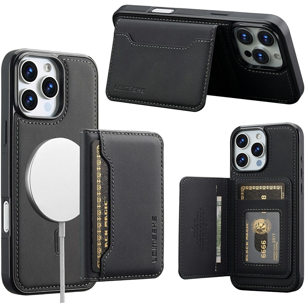 LC.IMEEKE L7 Series til iPhone 16 Pro Magnetisk cover i læder + TPU med aftagelig kortholder