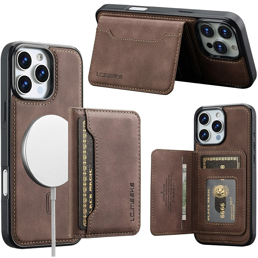 LC.IMEEKE L7 Series til iPhone 16 Pro Magnetisk cover i læder + TPU med aftagelig kortholder