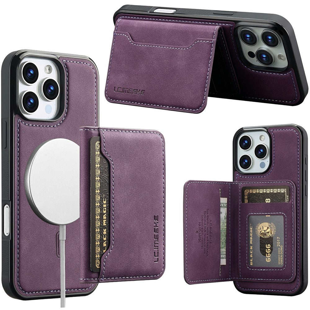 LC.IMEEKE L7 Series til iPhone 16 Pro Magnetisk cover i læder + TPU med aftagelig kortholder
