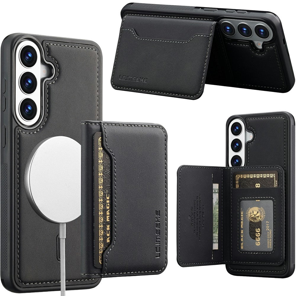 LC.IMEEKE L7-serien för Samsung Galaxy S24 FE magnetiskt fodral i läder + TPU-mobilfodral med avtagbar korthållare
