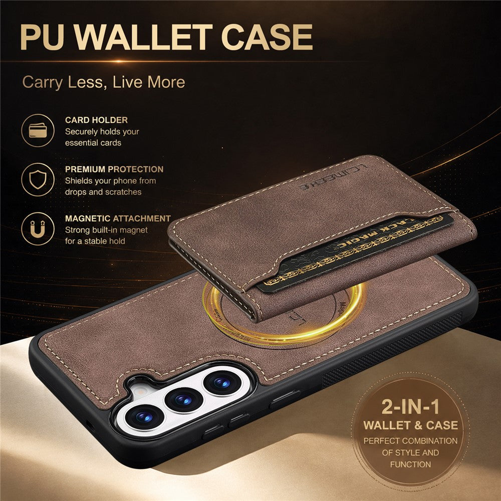 LC.IMEEKE L7-serien för Samsung Galaxy S26 FE / Galaxy S25 FE Magnetiskt fodral i läder + TPU-mobilskal med avtagbar korthållare