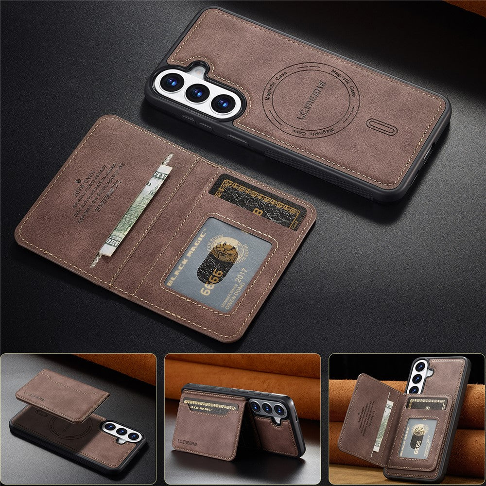 LC.IMEEKE L7-serien för Samsung Galaxy S26 FE / Galaxy S25 FE Magnetiskt fodral i läder + TPU-mobilskal med avtagbar korthållare