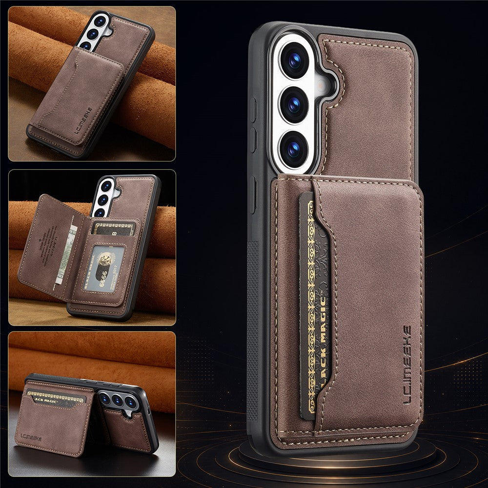 LC.IMEEKE L7-serien för Samsung Galaxy S26 FE / Galaxy S25 FE Magnetiskt fodral i läder + TPU-mobilskal med avtagbar korthållare