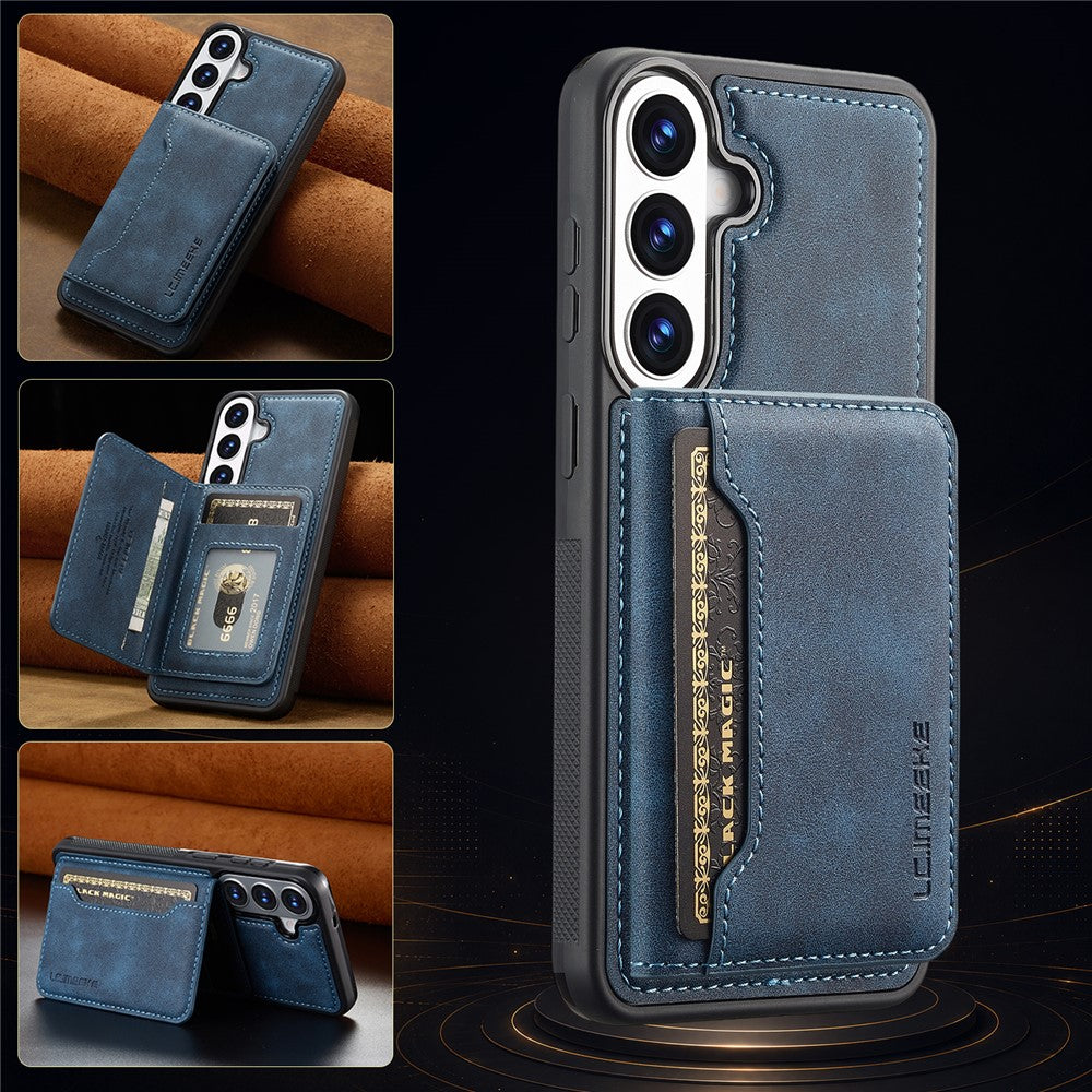 LC.IMEEKE L7 Series for Samsung Galaxy S26+ Magnetic Case Leather + TPU Phone Cover with Detachable Card Holder