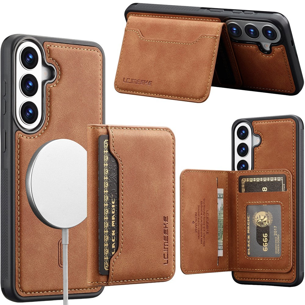 LC.IMEEKE L7-serie til Samsung Galaxy A57 5G magnetisk cover i læder + TPU-telefoncover med aftagelig kortholder