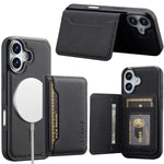 LC.IMEEKE L7-serien til iPhone 16 Plus magnetisk cover i læder + TPU-telefoncover med aftagelig kortholder