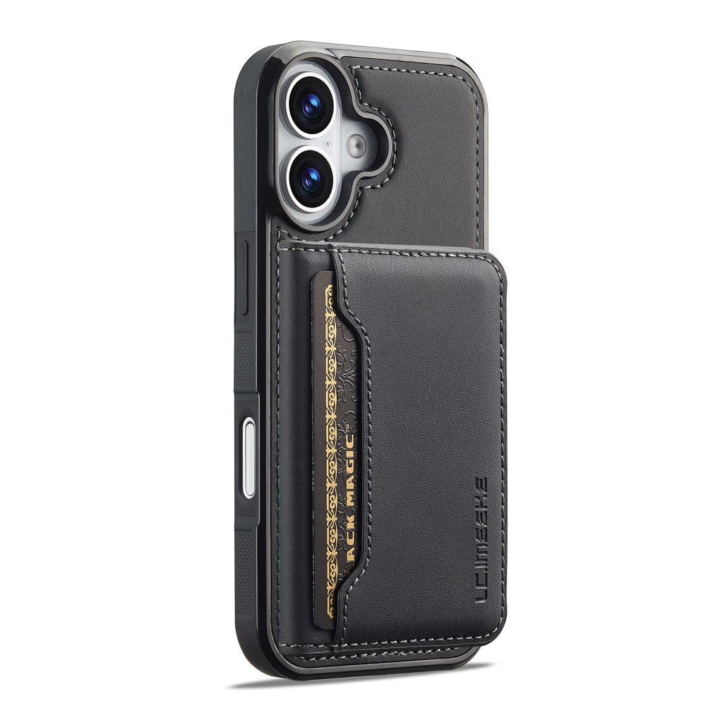 LC.IMEEKE L7-serien til iPhone 16 Plus magnetisk cover i læder + TPU-telefoncover med aftagelig kortholder