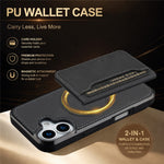 LC.IMEEKE L7-serien til iPhone 16 Plus magnetisk cover i læder + TPU-telefoncover med aftagelig kortholder