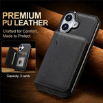 LC.IMEEKE L7-serien til iPhone 16 Plus magnetisk cover i læder + TPU-telefoncover med aftagelig kortholder
