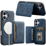 LC.IMEEKE L7-serien til iPhone 16 Plus magnetisk cover i læder + TPU-telefoncover med aftagelig kortholder