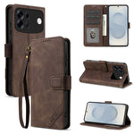 AZNS A2 for Oppo A7 Pro Max 5G Leather Case with Wrist Strap RFID Blocking Wallet Stand Phone Cover
