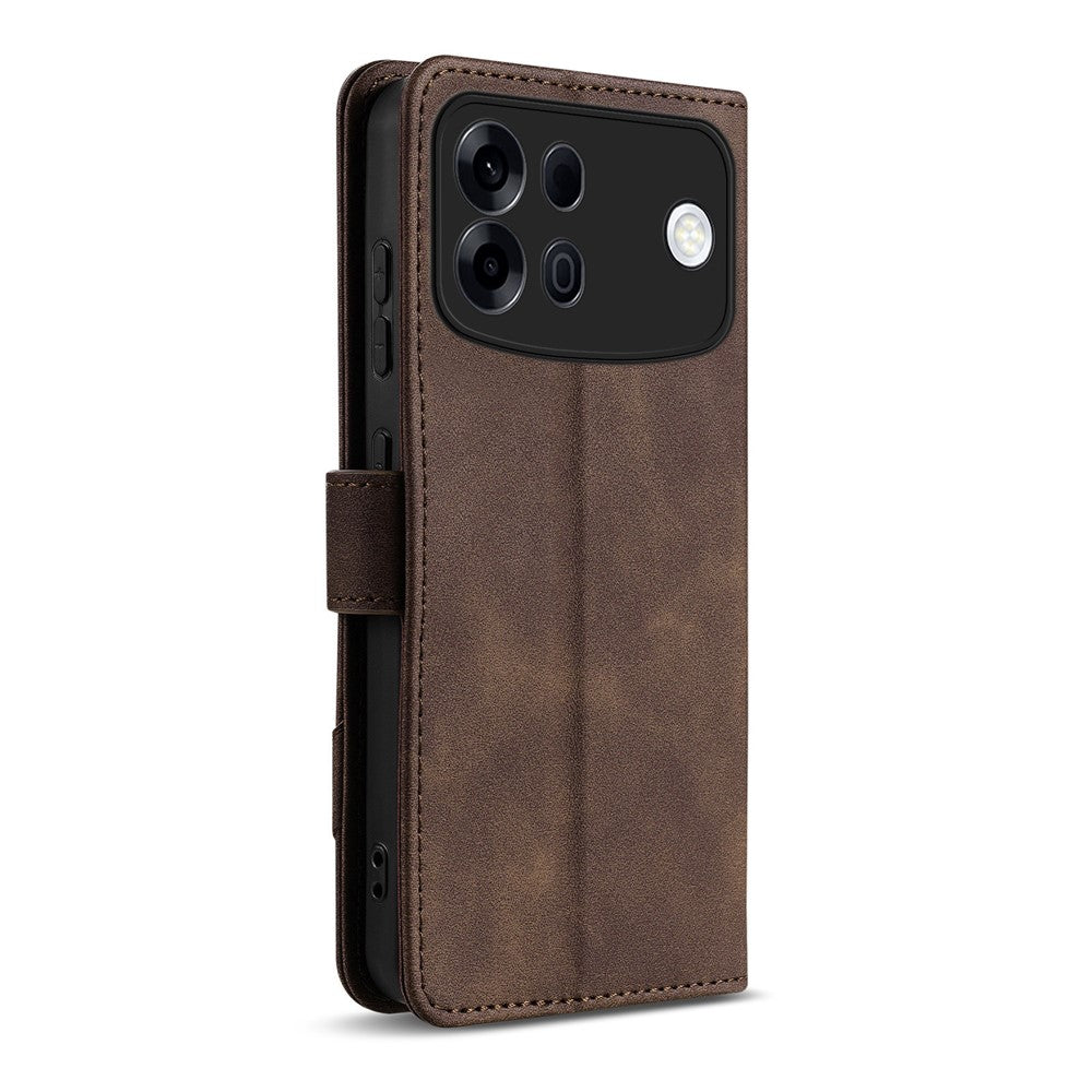AZNS A2 for Oppo A7 Pro Max 5G Leather Case with Wrist Strap RFID Blocking Wallet Stand Phone Cover