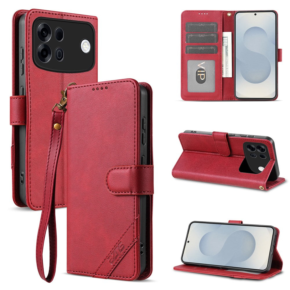 AZNS A2 for Oppo A7 Pro Max 5G Leather Case with Wrist Strap RFID Blocking Wallet Stand Phone Cover