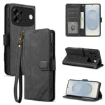 AZNS A2 for Oppo A7 Pro Max 5G Leather Case with Wrist Strap RFID Blocking Wallet Stand Phone Cover