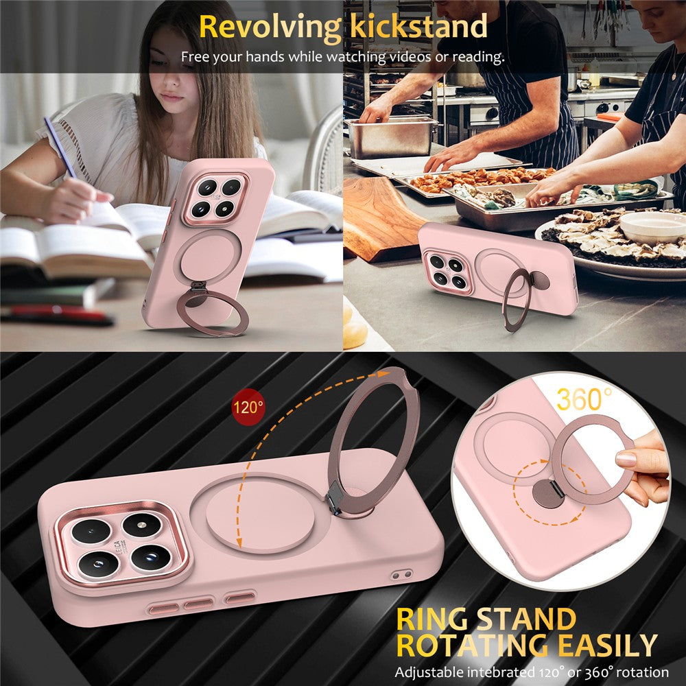 For Xiaomi 17 Magnetic Case Rotating Ring Kickstand TPU + PC Back Cover