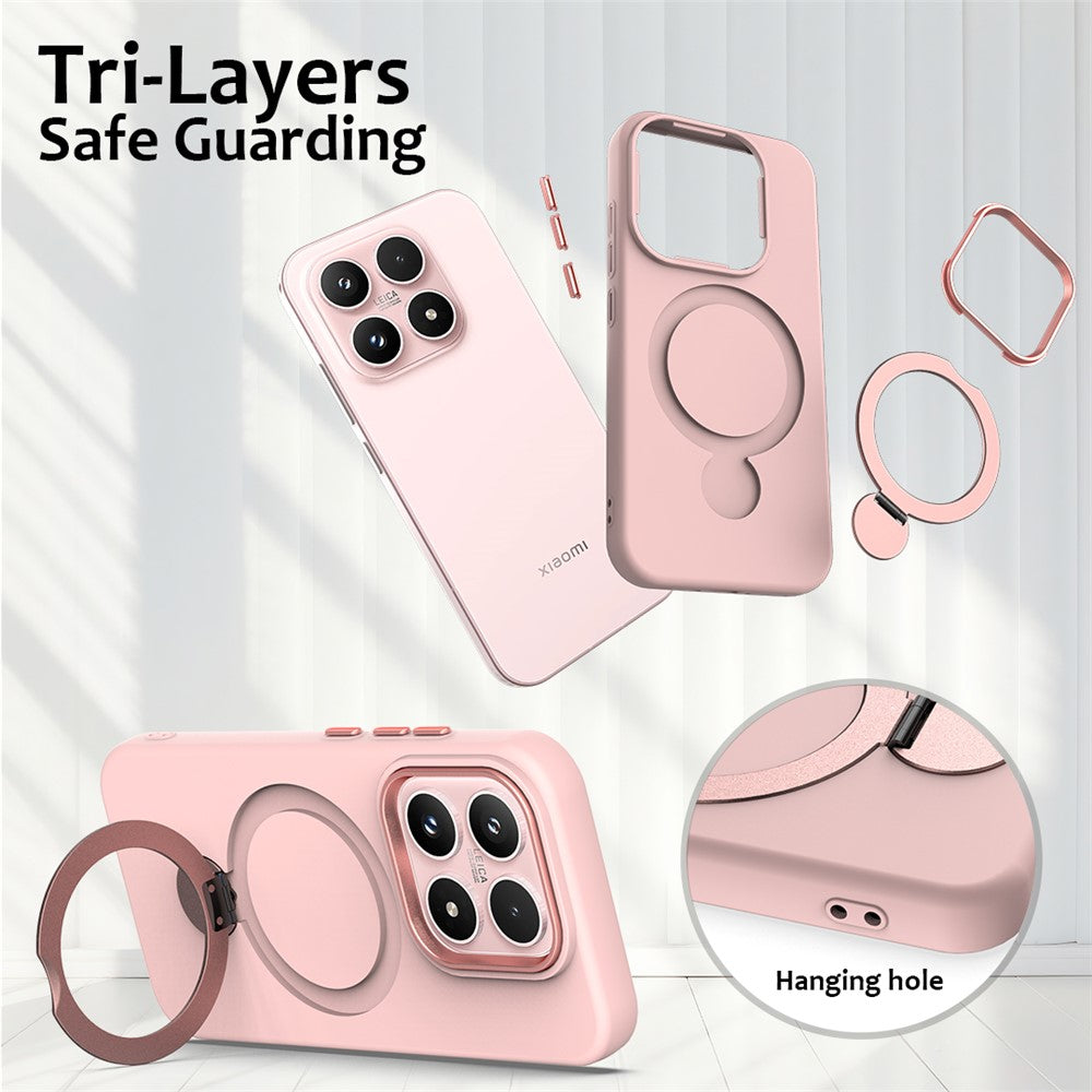 For Xiaomi 17 Magnetic Case Rotating Ring Kickstand TPU + PC Back Cover