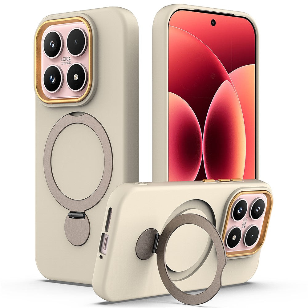 For Xiaomi 17 Magnetic Case Rotating Ring Kickstand TPU + PC Back Cover