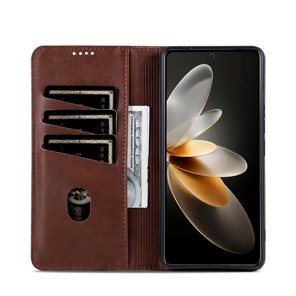 AZNS For Oppo A7 Pro Max 5G Case Cowhide Texture PU Leather Wallet Phone Cover