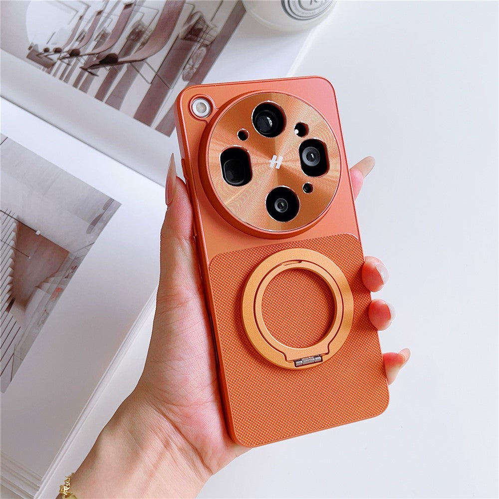 For Oppo Find X9 Ultra 5G Magnetic Case with Detachable Kickstand Grid Texture Tech Fabric Coated PC + TPU Phone Cover