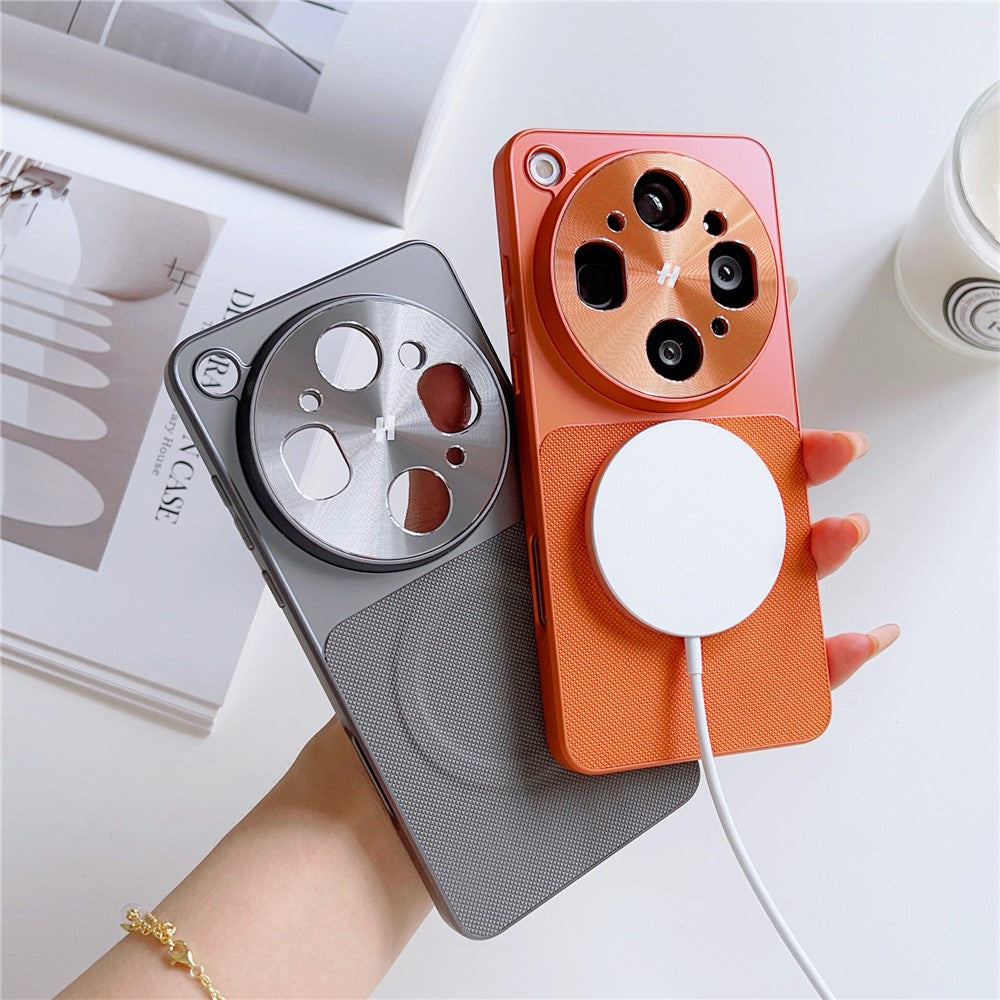 For Oppo Find X9 Ultra 5G Magnetic Case with Detachable Kickstand Grid Texture Tech Fabric Coated PC + TPU Phone Cover
