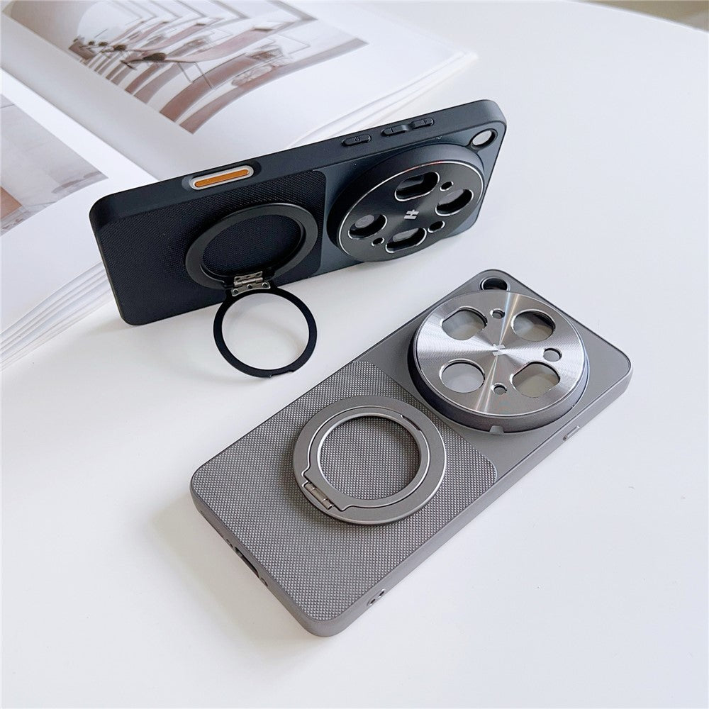 For Oppo Find X9 Ultra 5G Magnetic Case with Detachable Kickstand Grid Texture Tech Fabric Coated PC + TPU Phone Cover