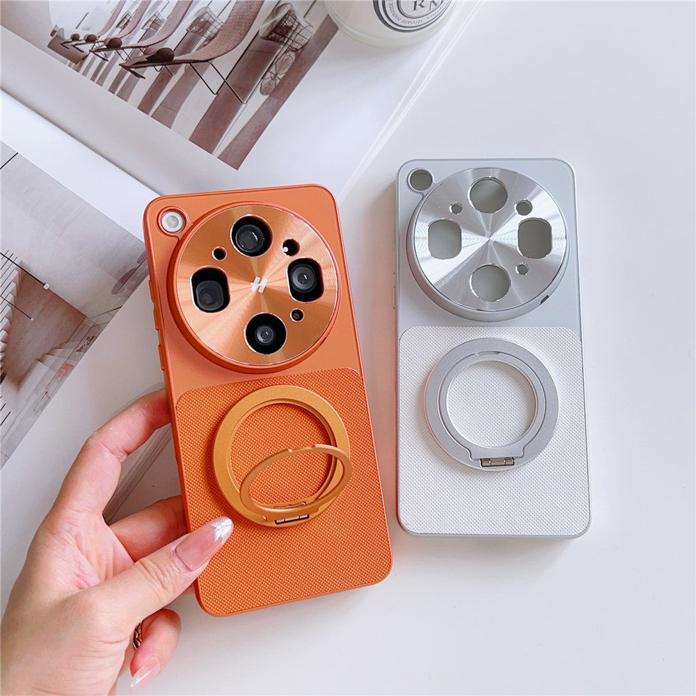 For Oppo Find X9 Ultra 5G Magnetic Case with Detachable Kickstand Grid Texture Tech Fabric Coated PC + TPU Phone Cover