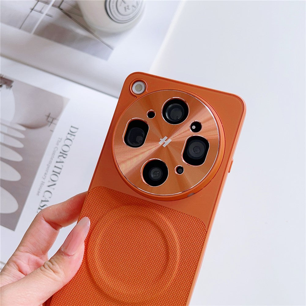 For Oppo Find X9 Ultra 5G Magnetic Case with Detachable Kickstand Grid Texture Tech Fabric Coated PC + TPU Phone Cover