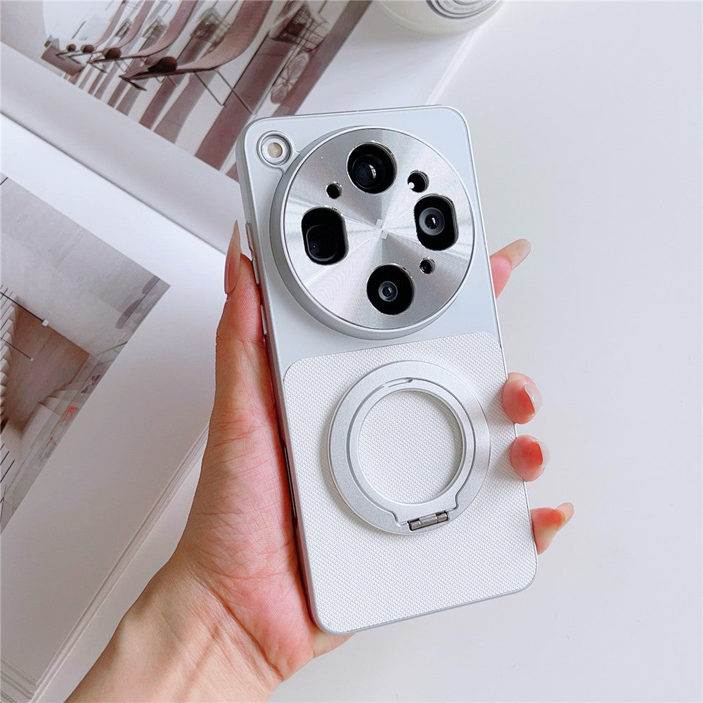 For Oppo Find X9 Ultra 5G Magnetic Case with Detachable Kickstand Grid Texture Tech Fabric Coated PC + TPU Phone Cover