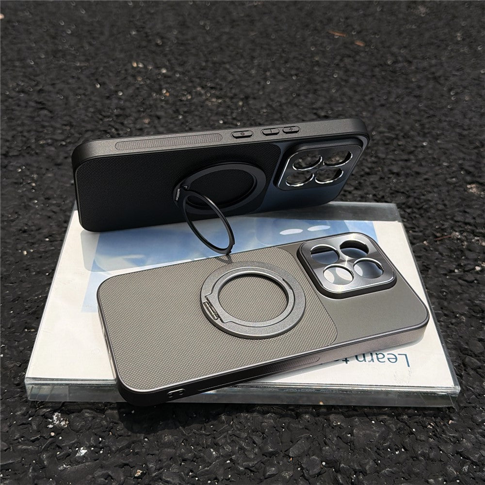 For Xiaomi 17 Max Magnetic Case with Detachable Kickstand Grid Texture Tech Fabric Coated PC + TPU Phone Cover