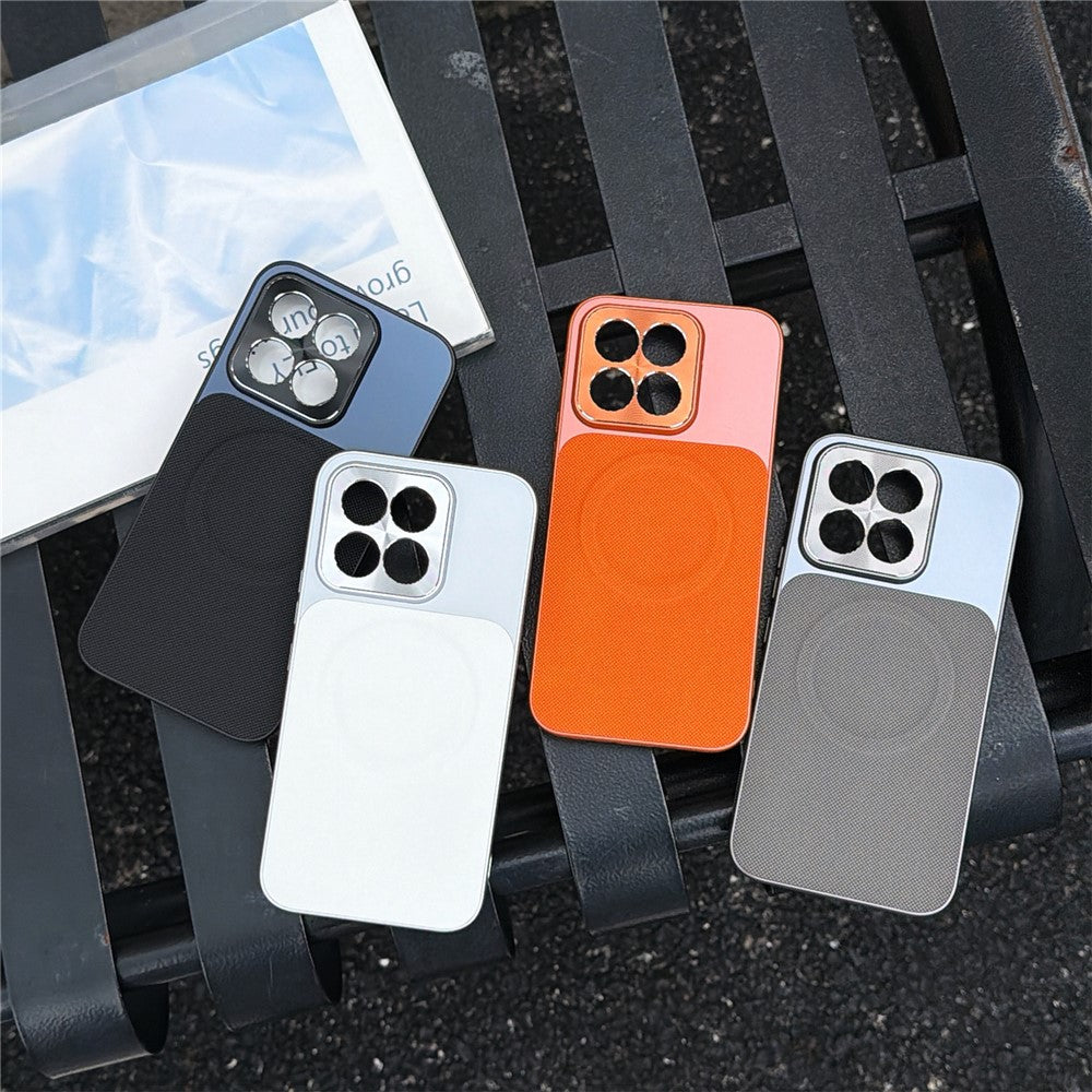 For Xiaomi 17 Max Magnetic Case with Detachable Kickstand Grid Texture Tech Fabric Coated PC + TPU Phone Cover