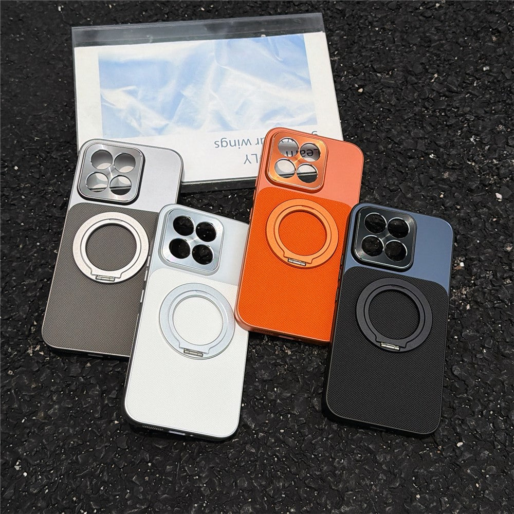 For Xiaomi 17 Max Magnetic Case with Detachable Kickstand Grid Texture Tech Fabric Coated PC + TPU Phone Cover
